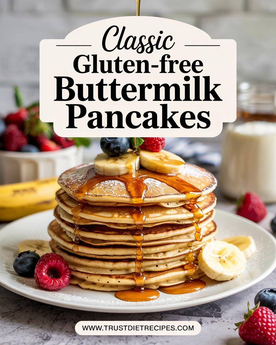 Start your day with these fluffy gluten-free buttermilk pancakes topped with maple syrup! The perfect breakfast treat to brighten your morning. 🥞🍁 #GlutenFreePancakes #ButtermilkPancakes #HealthyBreakfast #PancakeLovers #GlutenFreeEats