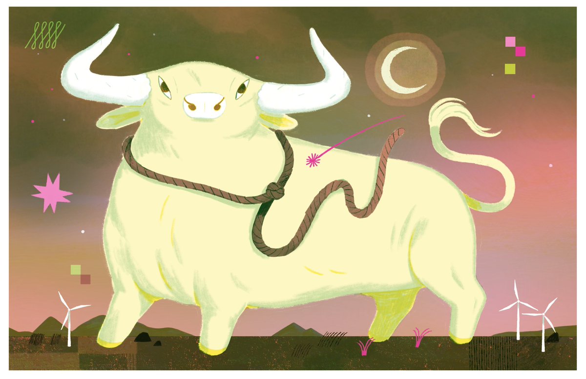 jamiegreenillus's tweet image. Big bull 3 color riso print available on my shop oh yay