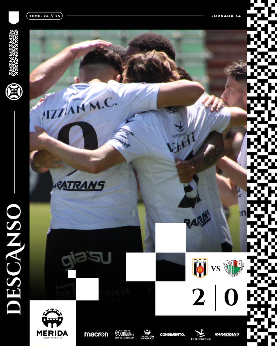 Descanso en el Romano. Gran primera parte del equipo. ¡A seguir! 🙌🏽

<a href="/Merida_AD/">A.D. Mérida</a> 2-0 <a href="/AntequeraCF/">Antequera C. F.</a> 

⚽️ <a href="/raulbeneit2607/">Raul Beneit Romero</a> 
⚽️ <a href="/alvarojuan7/">ALVARO JUAN DE LA TORRE</a> 

#MéridaAntequera