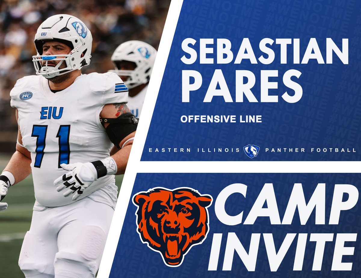 Eastern Illinois Football (@eiu_fb) on Twitter photo Congratulations <a href="/sebastian_pares/">Sebastian Parés 🇵🇷</a> on earning a Camp Invite from the <a href="/ChicagoBears/">Chicago Bears</a> ‼️
#WeNotMe | #EIUxNFL | #WinTheDay Congratulations <a href="/sebastian_pares/">Sebastian Parés 🇵🇷</a> on earning a Camp Invite from the <a href="/ChicagoBears/">Chicago Bears</a> ‼️
#WeNotMe | #EIUxNFL | #WinTheDay