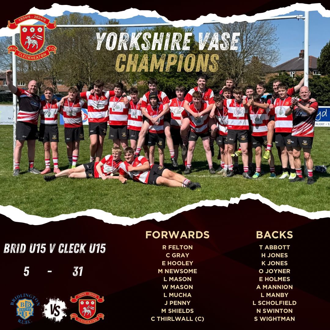 🏆🏉🏆Yorkshire Vase Champions🏆🏉🏆5-31 

Great game over in Brid, some quality team tries and fully deserved the win! 🏆 🏅🏅🏅

Well done lads!!!! 👏👏👏👏👏
#UTL #champions