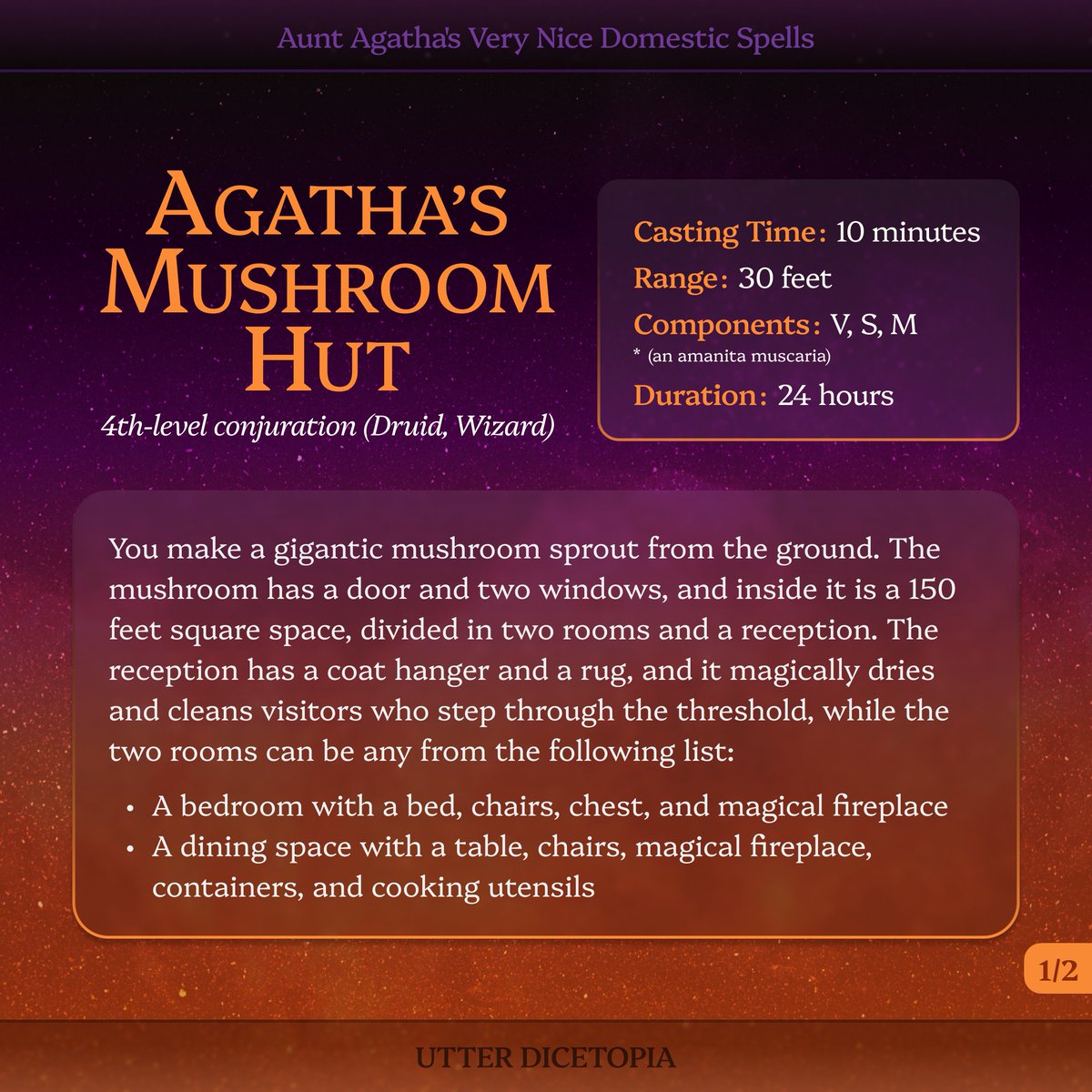 UtterDicetopia's tweet image. Hey gang! Bringing you the last of Agatha&apos;s domestic spells, and sadly, some sad news. Our graphic designer, close personal friend, will no longer be able to help us get this content out in the close future, so there may be a deceleration in our upload schedule.