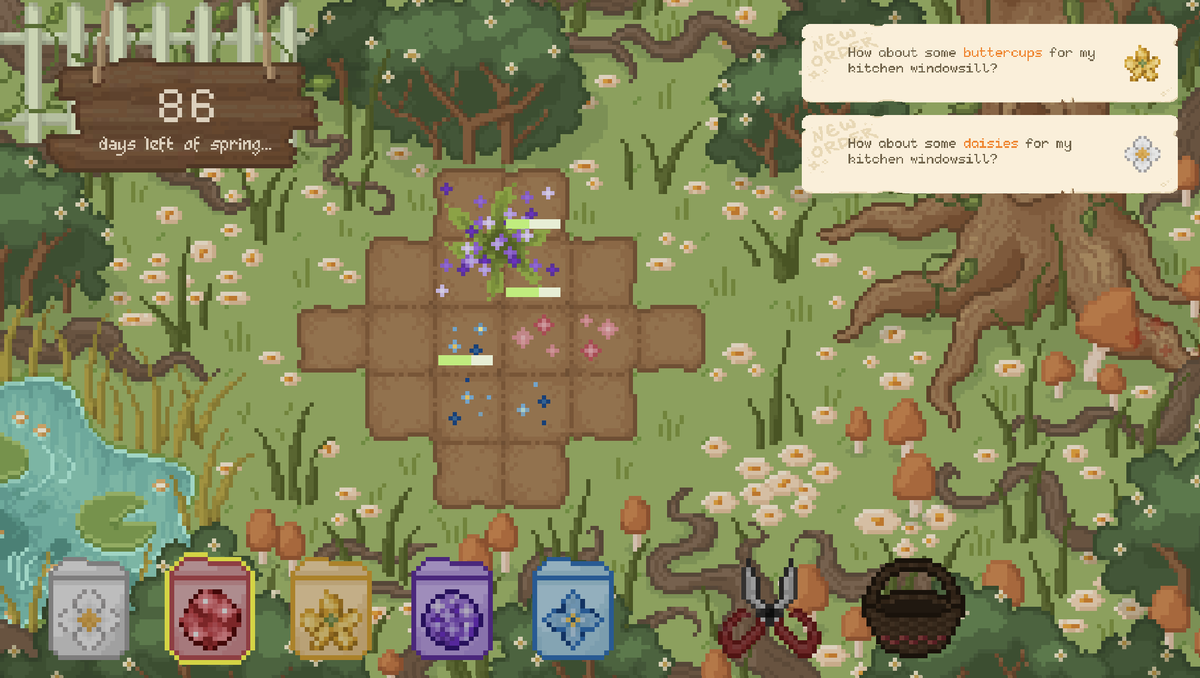 UFOlily_'s tweet photo. lavacado studio's new game for spring 2D jam! Floramino, a garden-themed tetromino game about fighting weeds, harvesting flowers, and fulfilling orders
give it a whirl and let us know your high score :>
💐 link to game: https://t.co/sIfkznW3CM
#Spring2DJam https://t.co/zroUA4Mudf