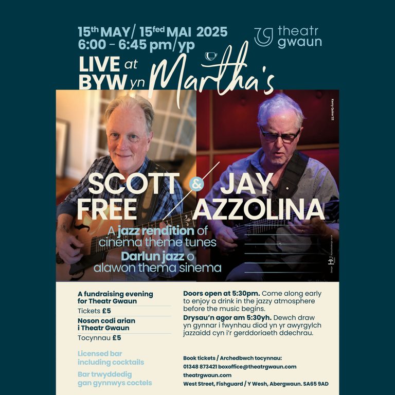 We're excited to announce our next Fundraiser for Theatr Gwaun on Thursday May 15th at 6:00pm is Live at Martha's with Scott Free and Jay Azzolina.

🎟️ theatrgwaun.com/production/liv…
📅 Thursday May 15th at 6:00pm