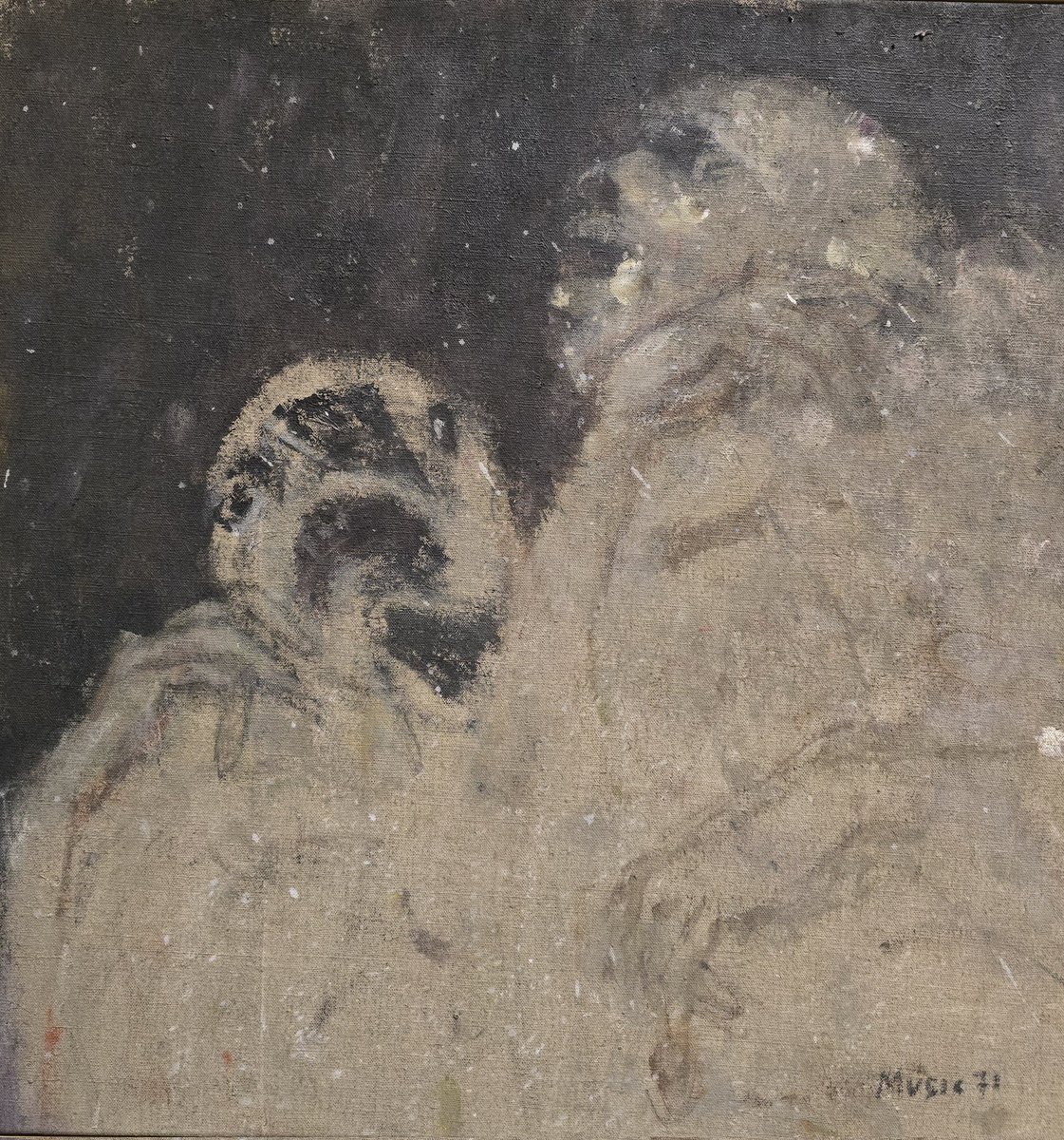 Zoran Music painted the essence of being human, barely alive, between earth and earth again, briefly, just able to breathe. It is the essence of painting, too. He drew in Dachau in 1945, and painted in 1970-71. He called it "We are not the last". Let us change the dataset.