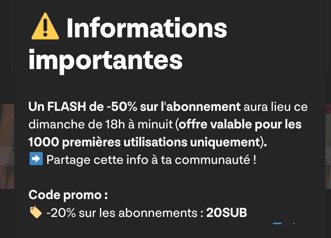 -50%, c'est l' occasion de me rejoindre 🫣🍑