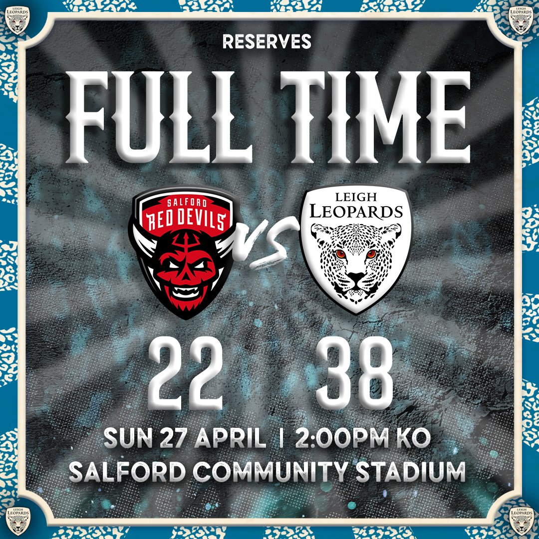 🐆 𝗥𝗘𝗦𝗘𝗥𝗩𝗘𝗦 𝗙𝗨𝗟𝗟 𝗧𝗜𝗠𝗘

The Reserves manage to match the senior team and get a win in Salford!