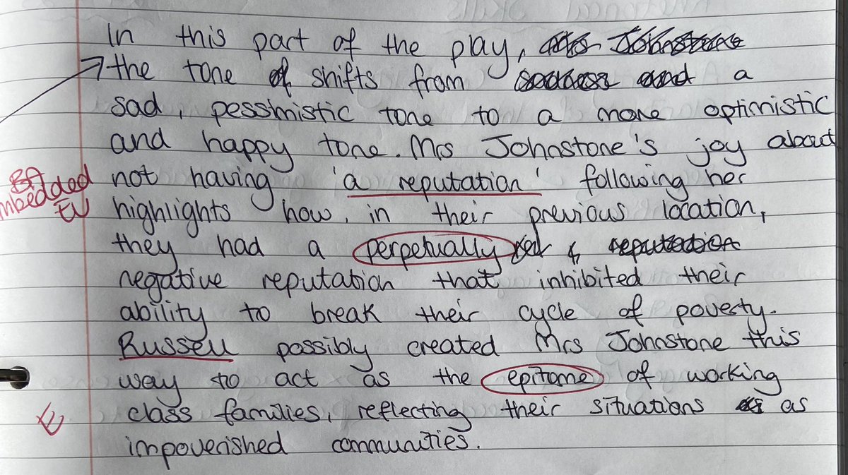 Effects on the reader vocab - experimented last week: 

1. Live model - I did some and they did some in pairs. 
2. Independent application to a different question. 
3. Those aiming higher embedded more sophisticated vocabulary. 
4. Self-reflection.

They gave it a good go.✔️🙌🏻
