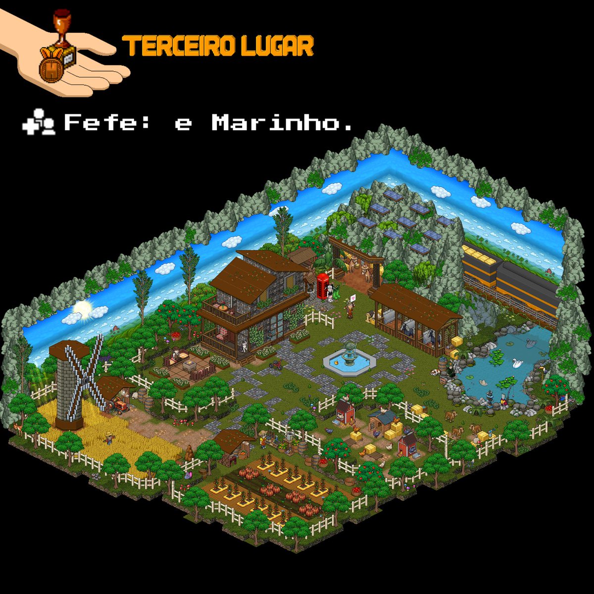 A nossa Fazenda Lotus encontrou seus campeões!
E eles foram:
🥇Fawn
🥈Gunter, e Play_1
🥉Fefe: e Marinho.
Parabéns ao nosso pódio incrível! Vocês foram gigantes!  #LotusHabbo