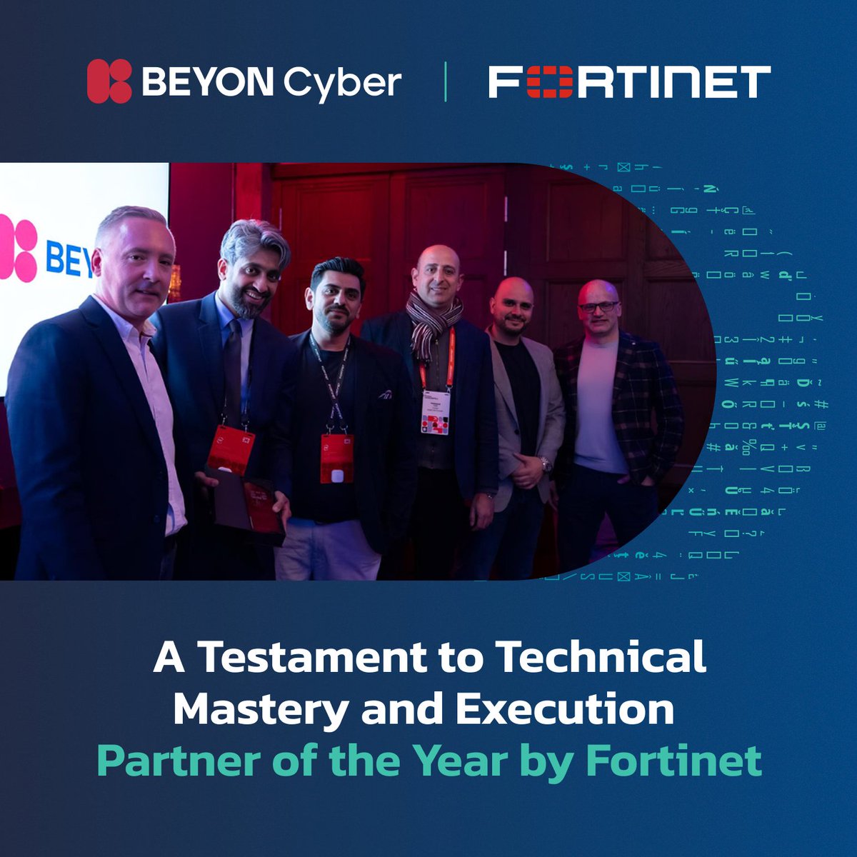 BeyonCyber's tweet image. Beyon Cyber recognized as @Fortinet Partner of the Year, reflecting our technical leadership and execution strength.
#BeyonCyber #Fortinet #Cybersecurity #Innovation #Leadership #Award