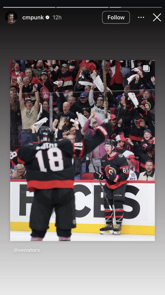 EverydaySens's tweet photo. CM Punk out here supporting the Sens?? #GoSensGo https://t.co/Y7m7uRvG2X