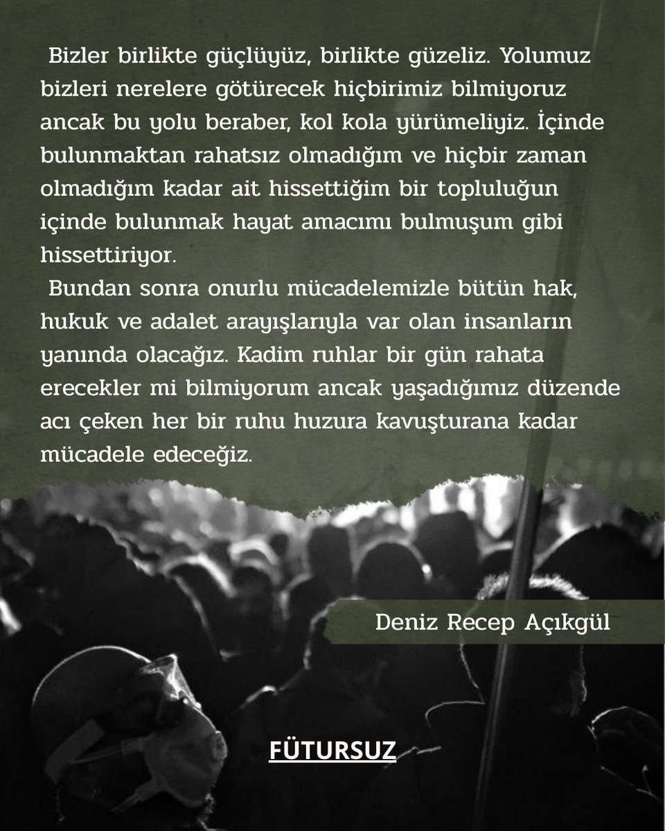 Deniz Recep Açıkgül'ün kaleme aldığı mektubun tamamı ve daha fazlası Fütursuz'un Nisan sayısında!

Fotoğraf: <a href="/eyuptahayildiri/">Eyüp Taha YILDIRIM</a>