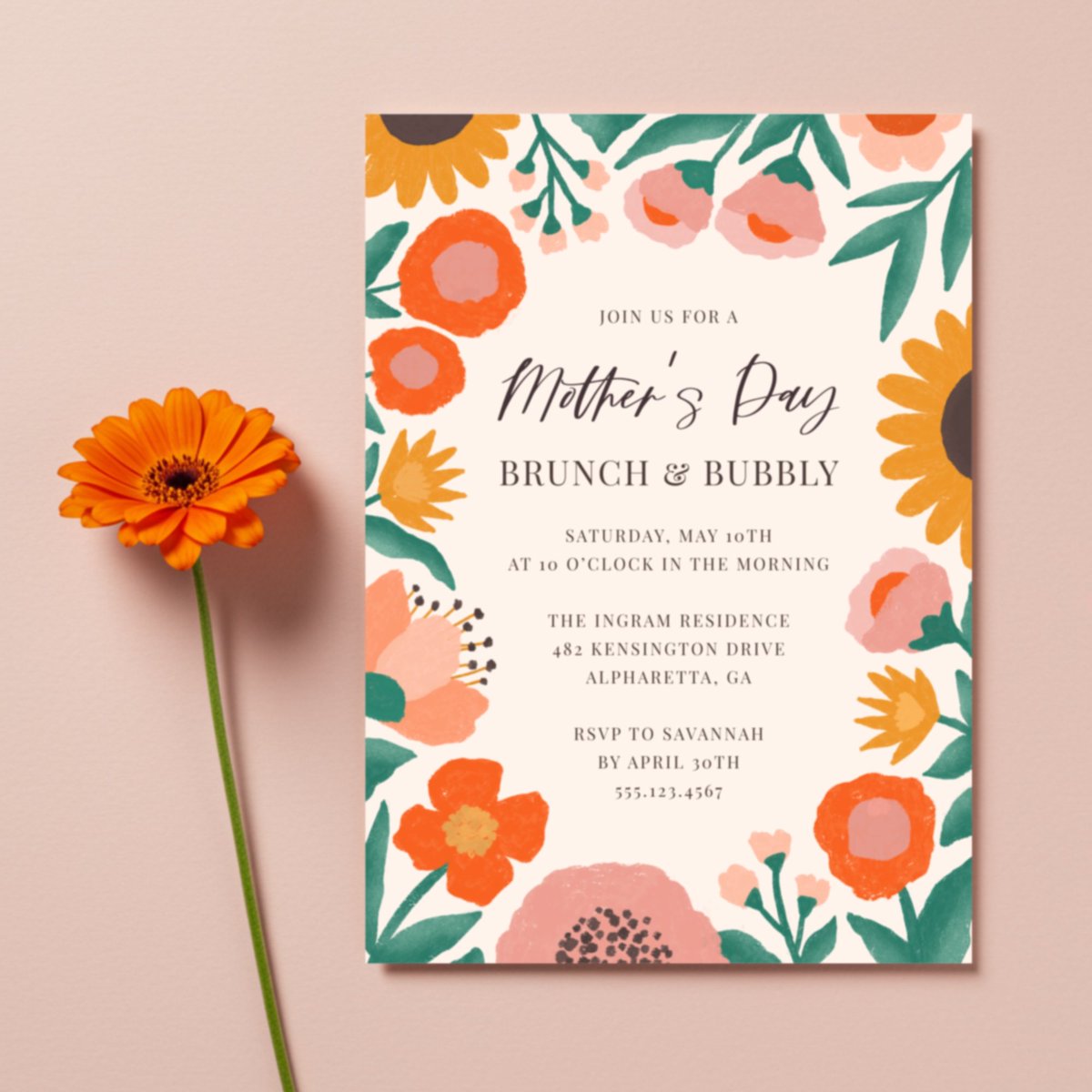 Brunch without bubbly is just a sad breakfast! Create custom brunch invites for Mother's Day at the link in bio.