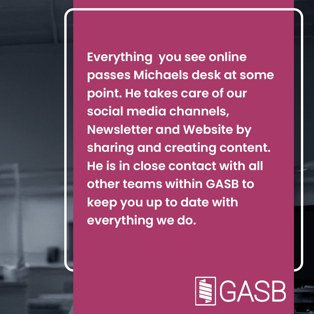 👉 Meet the GASB team! 👈
We work on various projects at the same time📈. To make sure that you dont miss any important information, our Officer for Representation, Michael Spädt, takes care of our communication channels to give you all the updates you need🤝!