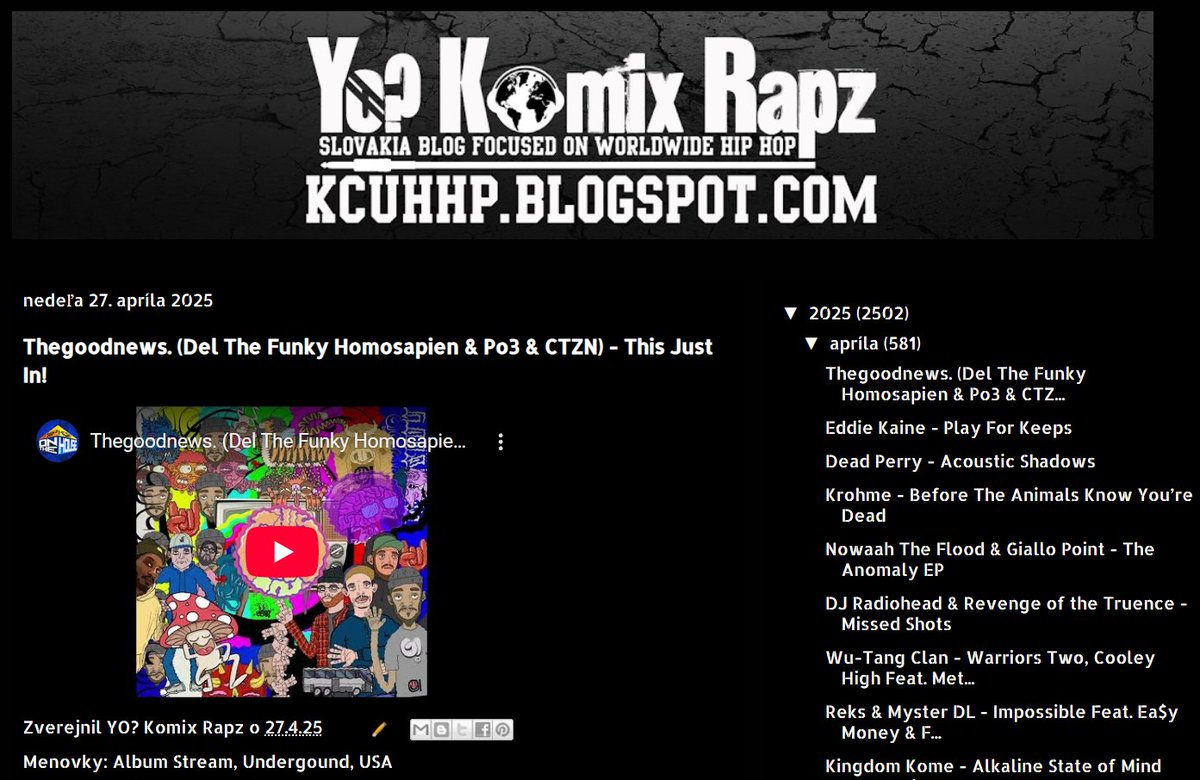 New Album
Thegoodnews. (Del The Funky Homosapien &amp; Po3 &amp; CTZN) - This Just In!
kcuhhp.blogspot.com/2025/04/thegoo…