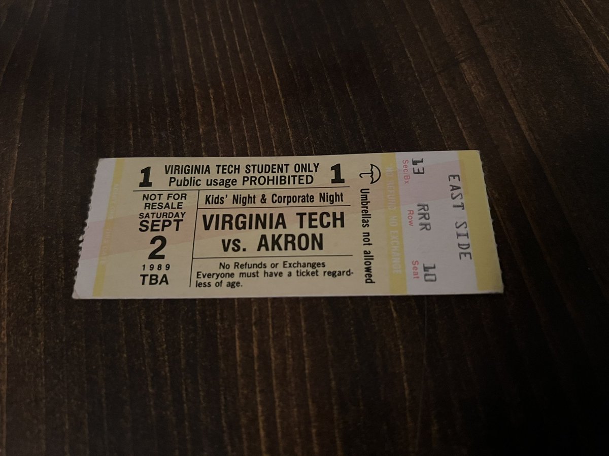 Rich Luttenberger (@richluttvt) on Twitter photo Found my ticket stub from the first ever Virginia Tech Football game I attended…freshman year 1989!
#HokieLore
<a href="/SonsofSatVT/">Sons of Saturday Podcast</a>
<a href="/HokiesFB/">Virginia Tech Football</a> Found my ticket stub from the first ever Virginia Tech Football game I attended…freshman year 1989!
#HokieLore
<a href="/SonsofSatVT/">Sons of Saturday Podcast</a>
<a href="/HokiesFB/">Virginia Tech Football</a>