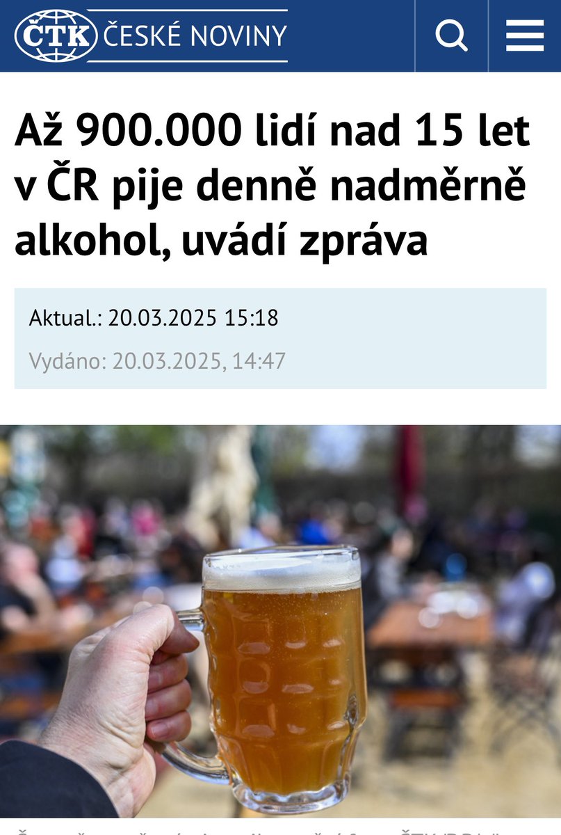 1/5 Je, nebo není naměrné pití v Česku problém? Jsme na špici nejen v litrech vypitého alkoholu, ale i v počtech závislých lidí a dospívajících, kteří pijí nadměrně. V oblasti léčby a včasné pomoci jsme úplně zaspali. Jsme ve skanzenu, ne v moderní Evropě. Nemáme vyřešenou úplně