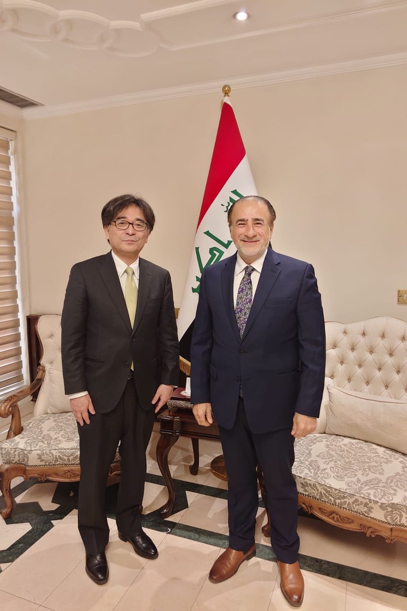 It was a pleasure welcoming Japan’s Ambassador to Iraq, Akira Endo, in Baghdad to discuss a range of issues aimed at strengthening Baghdad–Tokyo relations.

We commend and deeply appreciate Japan’s outstanding contributions to Iraq over the past two decades.

#Iraq #Japan