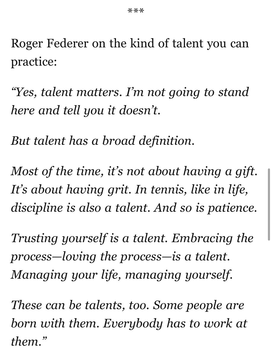 Roger Federer on the kind of talent you can practice...