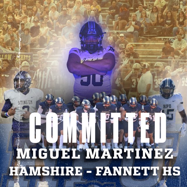 Miguel Martinez (@miguel_mtz409) on Twitter photo After talking with my family and a long hard thoughtful process I have decided to flip my decision and commit to Howard Payne University! <a href="/CoachGipson11/">Coach Gipson</a> <a href="/Cj_John44/">Coach Johnson</a> <a href="/TyBachtel/">TyBachtel</a> <a href="/CoachSnyde/">Will</a> <a href="/HPUFootball/">Howard Payne University Football</a> <a href="/TBC5_/">Coach Cormiér</a> <a href="/mcan409/">Mike Canizales</a> <a href="/HFLonghorns409/">Hamshire-Fannett Athletics</a> #Stingem After talking with my family and a long hard thoughtful process I have decided to flip my decision and commit to Howard Payne University! <a href="/CoachGipson11/">Coach Gipson</a> <a href="/Cj_John44/">Coach Johnson</a> <a href="/TyBachtel/">TyBachtel</a> <a href="/CoachSnyde/">Will</a> <a href="/HPUFootball/">Howard Payne University Football</a> <a href="/TBC5_/">Coach Cormiér</a> <a href="/mcan409/">Mike Canizales</a> <a href="/HFLonghorns409/">Hamshire-Fannett Athletics</a> #Stingem