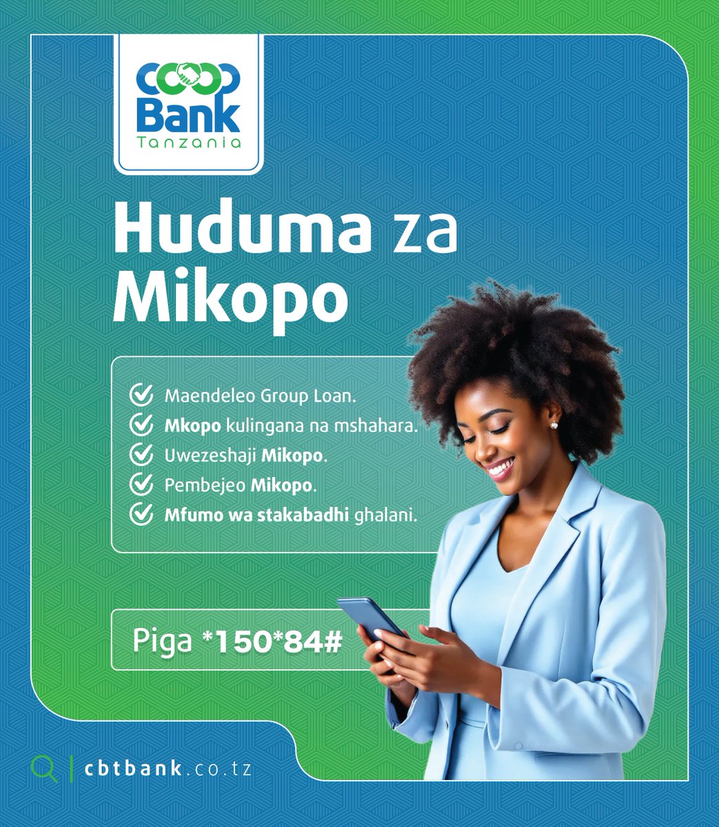 Moja ya vitu vinavyovutia zaidi kwenye Benki ya Ushirika <a href="/coopbanktz/">Coop Bank Tanzania</a> ni namna wanavyogusa mahitaji halisi ya watu.

Unaweza kupata mkopo wa pembejeo, mkopo wa vikundi (Maendeleo Group Loan), hata mikopo inayolingana na mshahara wako.

Kuna mfumo wa stakabadhi ghalani pia kwa