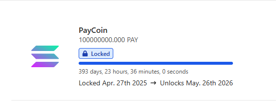 PassivepayI's tweet photo. 🔒 PayCoin (PAY) liquidity has officially been locked for 12 months on the Solana blockchain!

✅ 1 Billion Total Supply
✅50/50 Pool with SOL
✅Available to buy via Jupiter Mobile & Phantom Wallet
✅View live stats on DexScreener

🛡️ This move shows our 100% commitment to building trust, transparency, and long-term value for the PassivePay community.

👉 Contract Address: 8uA1NfURM6kfBdP2ZyJYdSppG8jmu3ZjfNK7wyzjpv1

Together, we're just getting started. 🚀

#Solana #Crypto #DeFi #PassivePay #PayCoin