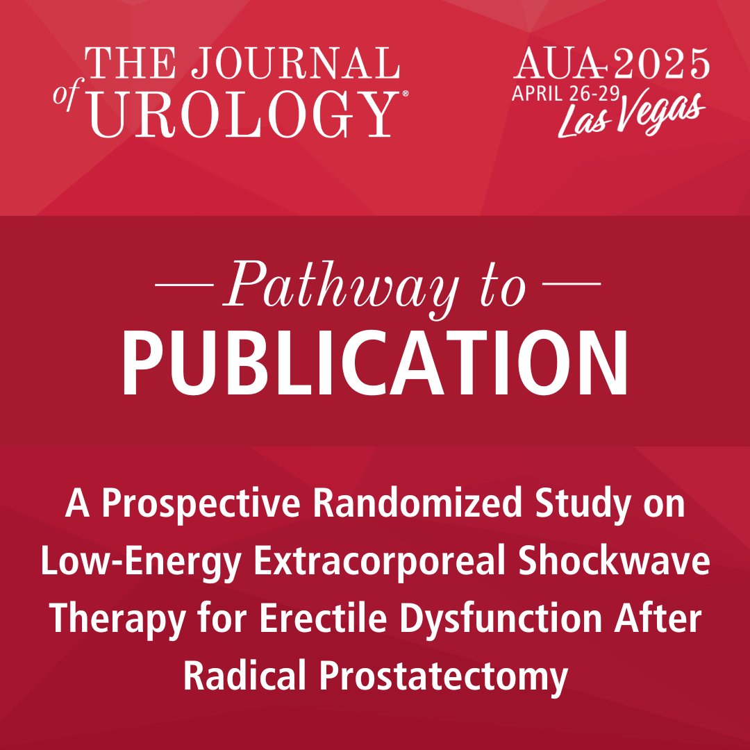 Don't miss our Pathway to Publication abstract, "A Prospective Randomized Study on Low-Energy Extracorporeal Shockwave Therapy for Erectile Dysfunction After Radical Prostatectomy" being presented at 9:30 p.m. in Casanova 501. 📍

Read more! ➡️ bit.ly/4lICsh0

#AUA25
