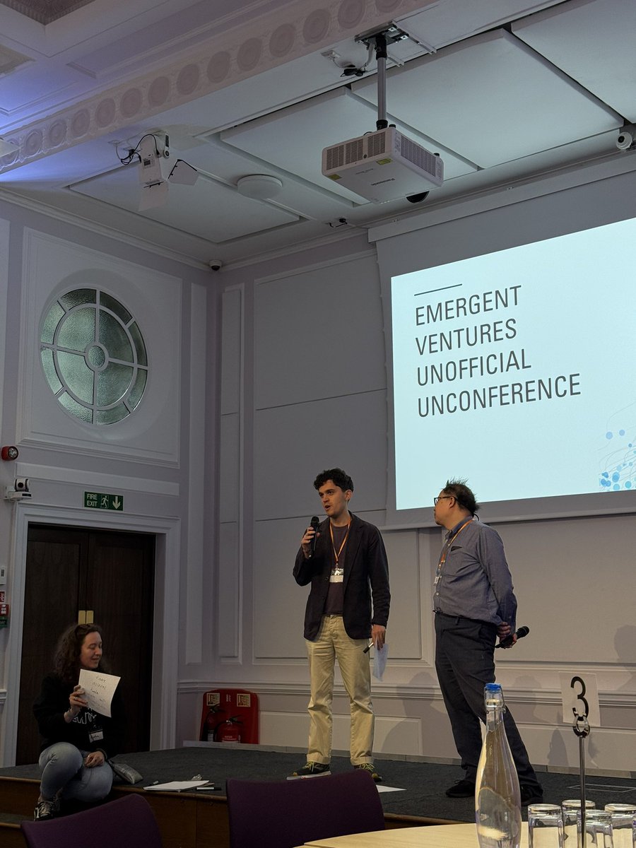 emergent ventures unofficial unconference yesterday. 

ft <a href="/MaxThilo1/">Max Thilo</a> announcing a session on how we solve the cost disease (in healthcare). our favourite topic.