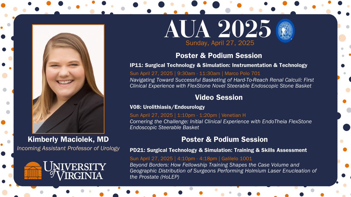 UVA Urology (@uvaurology) on Twitter photo We're going to call this "Kimberly Maciolek Day!" Our former chief resident Dr. Maciolek is featured THREE TIMES at #AUA25 today! She is completing her endourology fellowship with <a href="/VUMCurology/">Vanderbilt Urology</a> before returning to us as faculty this fall. We're going to call this "Kimberly Maciolek Day!" Our former chief resident Dr. Maciolek is featured THREE TIMES at #AUA25 today! She is completing her endourology fellowship with <a href="/VUMCurology/">Vanderbilt Urology</a> before returning to us as faculty this fall.