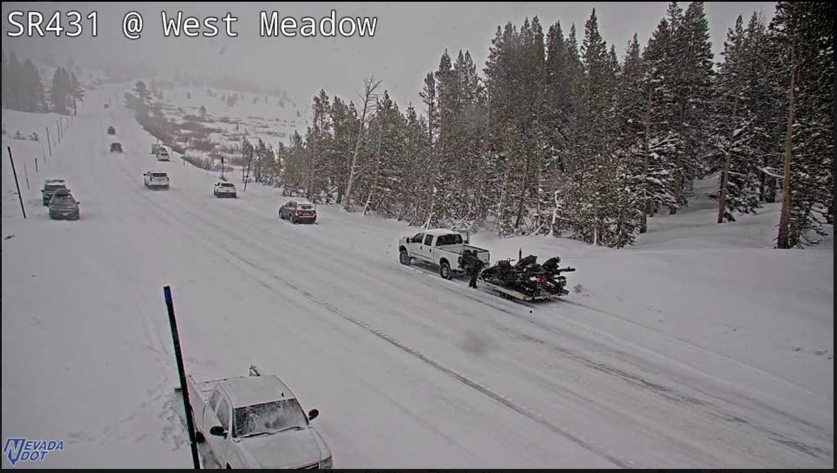 This is the view from Mt Rose Highway. It's another chilly day with rain and snow showers around the Sierra and western NV. Mountain roads are wet or snow covered. Warmer weather returns Monday, though it could turn chilly and wet again next weekend.