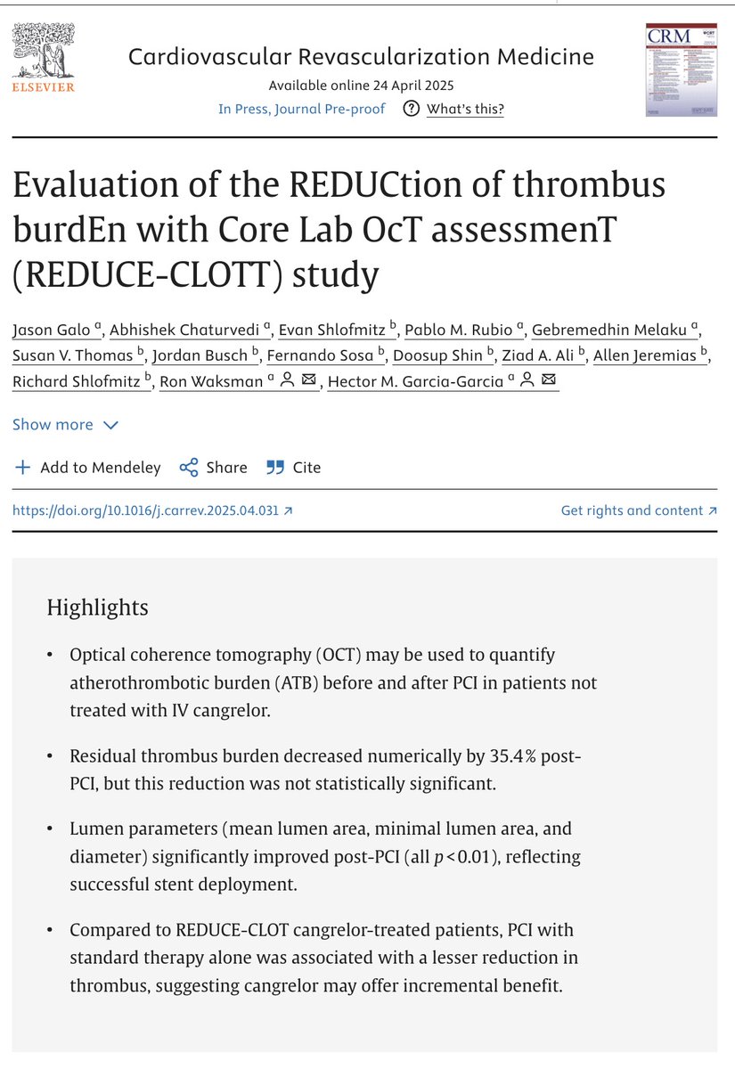 Jason Galo, MD (@jgalo92) on Twitter photo Optical coherence tomography (OCT) may be used to quantify atherothrombotic burden (ATB) before and after percutaneous coronary intervention (PCI ) in patients not treated with IV cangrelor.
sciencedirect.com/science/articl…
<a href="/IAmDoctorAbhi/">Abhishek Chaturvedi MD</a> <a href="/ronwaksman/">ron waksman</a> Optical coherence tomography (OCT) may be used to quantify atherothrombotic burden (ATB) before and after percutaneous coronary intervention (PCI ) in patients not treated with IV cangrelor.
sciencedirect.com/science/articl…
<a href="/IAmDoctorAbhi/">Abhishek Chaturvedi MD</a> <a href="/ronwaksman/">ron waksman</a>