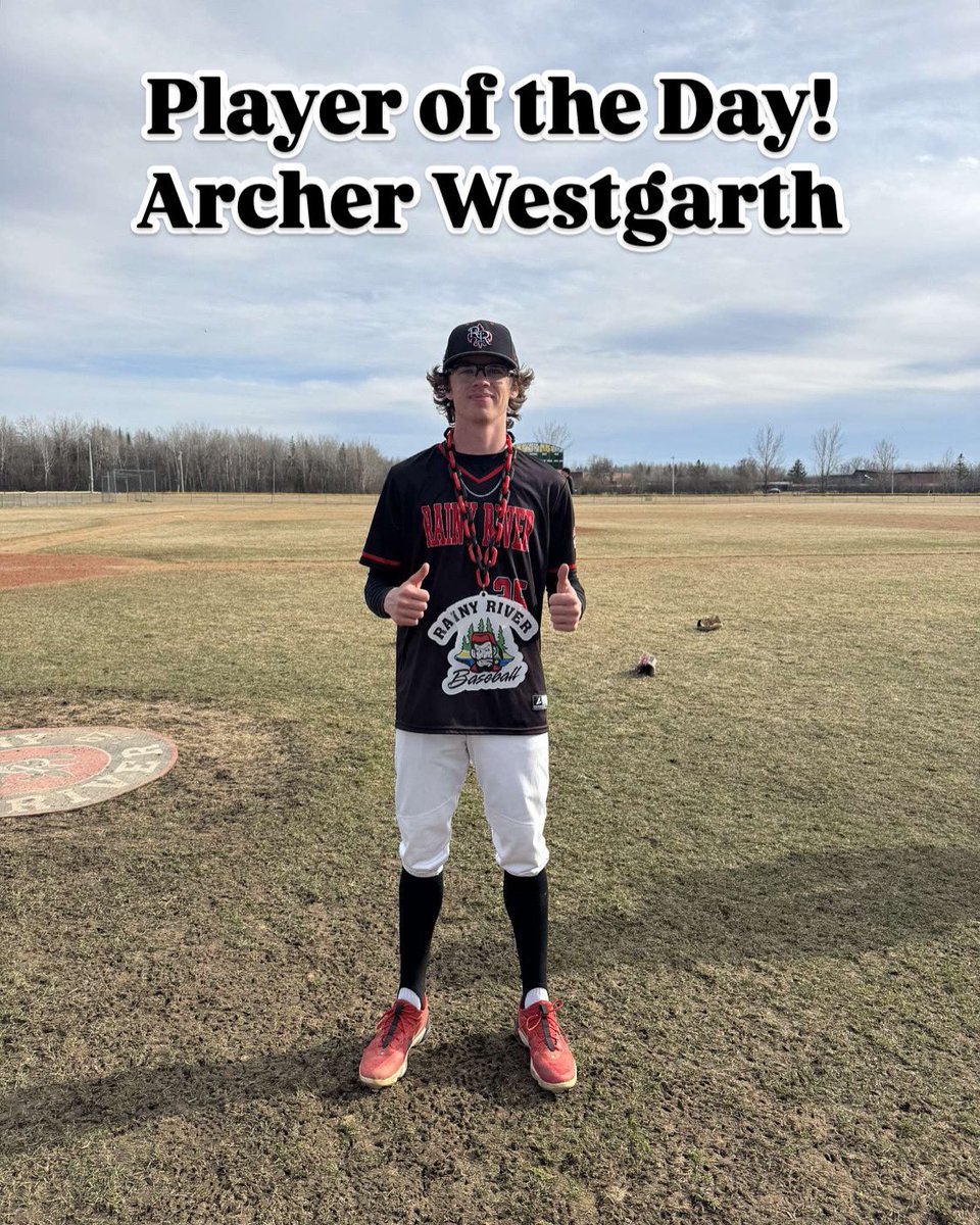 Congratulations to Archer on being named player of the day for the second time this season! He pitched in both games of our home opener and got a hold and a save. Great job!