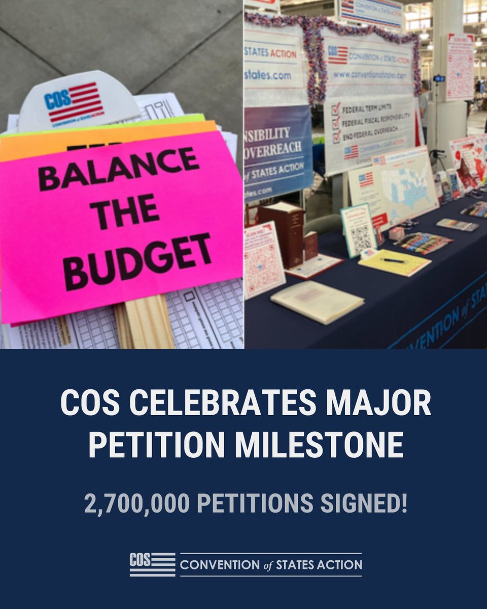 Convention of States Action, the nation’s leading grassroots organization dedicated to calling an Article V convention, recently crossed 2,700,000 petitions signed

conventionofstates.com/news/cos-celeb…