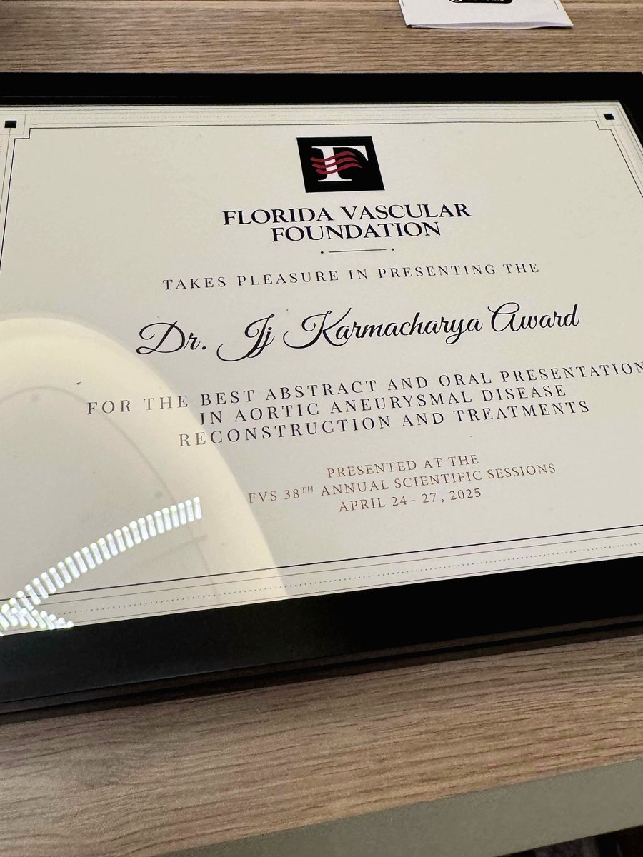 Yaman Alsabbagh (@ysabbagh9) on Twitter photo Honored to have had the opportunity to deliver three oral presentations and present a poster at the <a href="/FLVascularSoc/">Florida Vascular Society</a> meeting.
Thank you to the FVS Committee for selecting our work for the Best Oral Presentation Award, and to my mentors and colleagues for their support. Honored to have had the opportunity to deliver three oral presentations and present a poster at the <a href="/FLVascularSoc/">Florida Vascular Society</a> meeting.
Thank you to the FVS Committee for selecting our work for the Best Oral Presentation Award, and to my mentors and colleagues for their support.