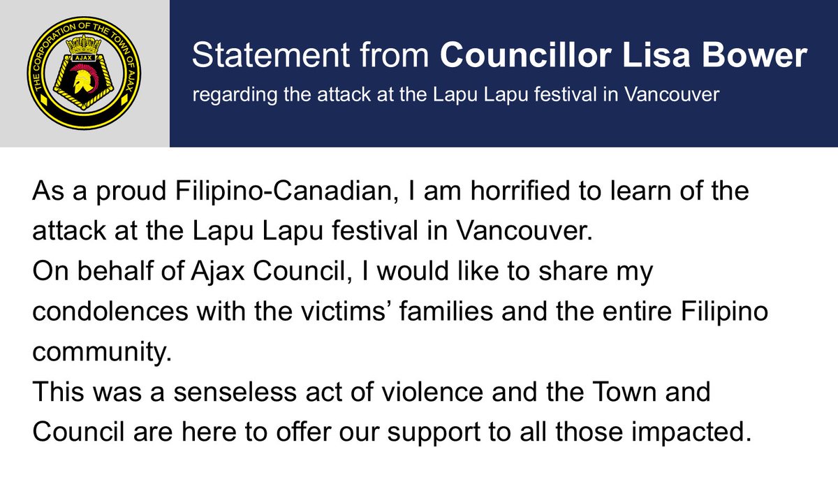My statement regarding the attack at the Lapu Lapu festival in Vancouver.
Read the full statement: ajax.ca/en/statement-f…