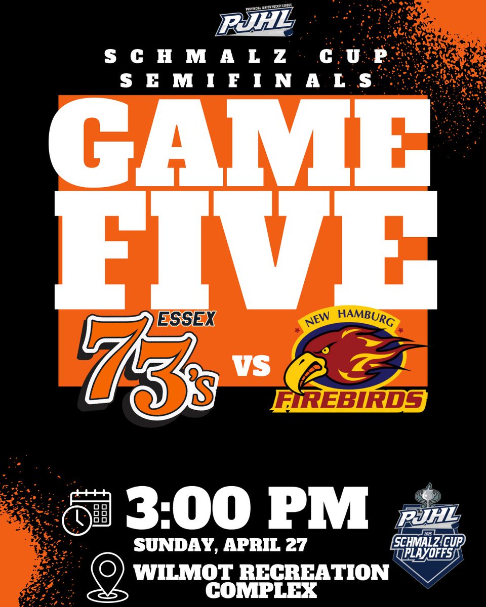 The 73’s have the opportunity to move on the the Schmalz Cup finals if they can claim a massive Game Five victory this afternoon in Firebirds territory! Puck drop 3:00pm. To watch online, the game will be broadcasted on NBC SportsEngine: Play. #webleedorange #73srevengetour