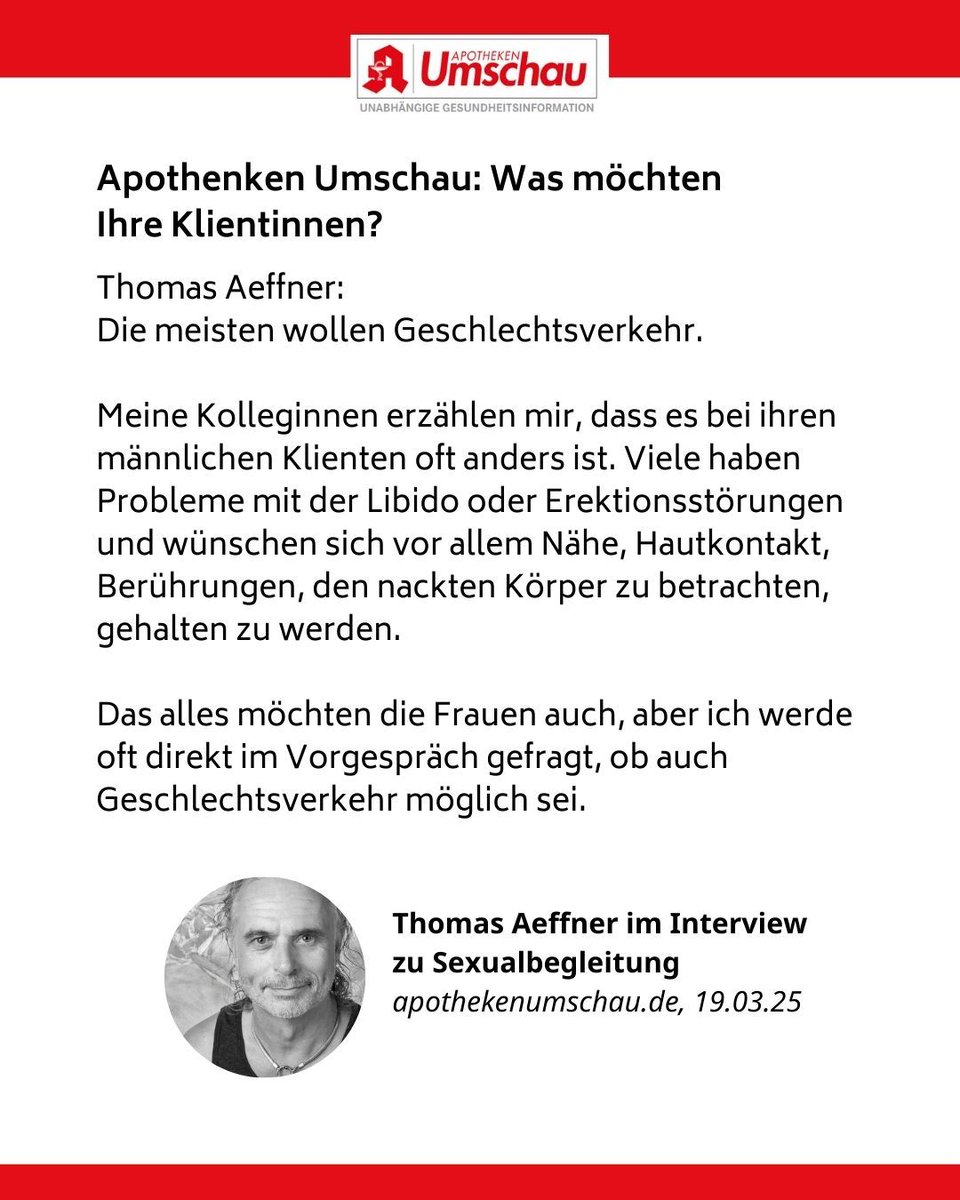 BesD_eV's tweet photo. Sexualbegleiter Thomas Aeffner im Interview mit der Apothekenumschau. 
Raus aus der Schamzone, weg mit dem Tabu 🤗

Zum Interview: https://t.co/ACcjoLvUme https://t.co/sTMaww4ZQx
