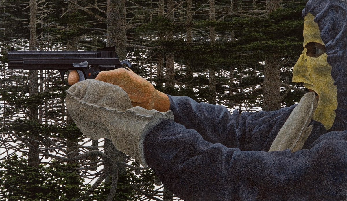 n0_impact's tweet photo. Alex Colville - In the Woods (1976) https://t.co/6wW6No0Ivv
