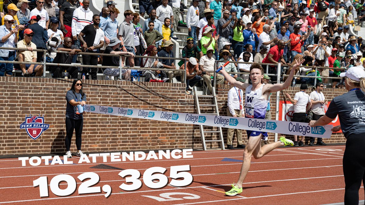 pennrelays's tweet image. 𝐓𝐇𝐀𝐍𝐊 𝐘𝐎𝐔, 𝐅𝐀𝐍𝐒! 

𝟭𝟬𝟮,𝟯𝟲𝟱 | Highest Relays Attendance since 2019. 

#PennRelays