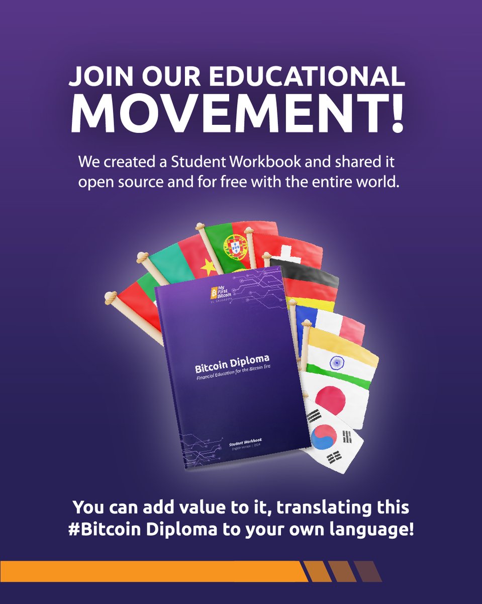 MyFirstBitcoin_'s tweet photo. Join our 𝐞𝐝𝐮𝐜𝐚𝐭𝐢𝐨𝐧𝐚𝐥 𝐦𝐨𝐯𝐞𝐦𝐞𝐧𝐭! We created a Student Workbook and shared it open source and for FREE with the entire world. 🌎
You can add value to it, translating this #Bitcoin Diploma to your own language!
Sign up here: https://t.co/GzdlJe1X8z https://t.co/CBliKm1gNP