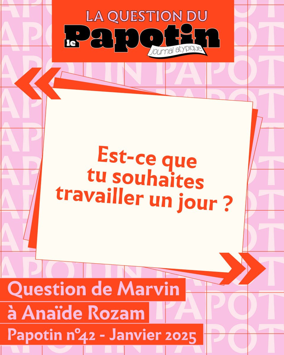 Une question posée par Marvin à Anaïde Rozam, comédienne et scénariste !

Papotin n°42
Janvier 2025

#LePapotin