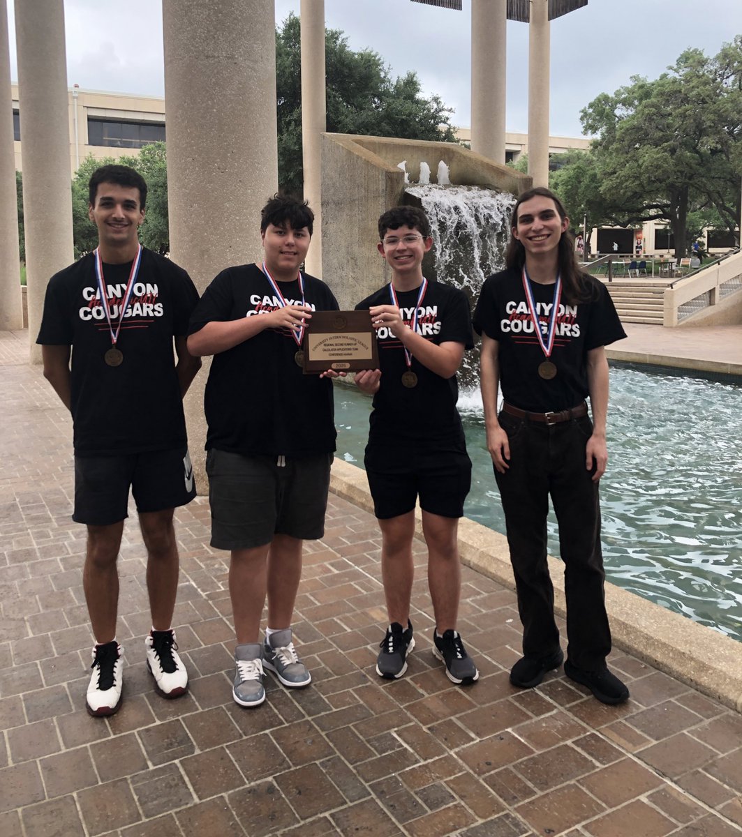 Sharon Streger (@stregersharon) on Twitter photo So proud of the CHS Calculator Team! We took third at Regionals🏆 Way to go Marouane Flamant-Cesbert, Xavier Reinhardt, Caden Scales & Neil Dobbs!! <a href="/CHSAcademicUIL/">Canyon UIL Academics</a> <a href="/canyonhscougars/">Canyon HS</a> <a href="/DavissonDustin/">Dustin Davisson</a> So proud of the CHS Calculator Team! We took third at Regionals🏆 Way to go Marouane Flamant-Cesbert, Xavier Reinhardt, Caden Scales & Neil Dobbs!! <a href="/CHSAcademicUIL/">Canyon UIL Academics</a> <a href="/canyonhscougars/">Canyon HS</a> <a href="/DavissonDustin/">Dustin Davisson</a>