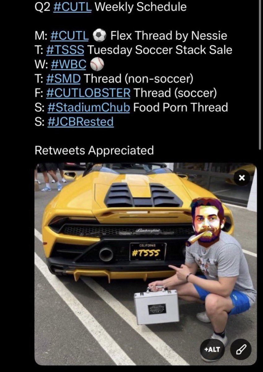JayCutlersBurner (@jcutlersburner) on Twitter photo Upcoming #TSSS Schedule
4.29 <a href="/KyleLewisForGov/">EastCoastWestCoastBestCoast?</a> <a href="/tcufletch/">Trent Fletcher</a> <a href="/igorsuperPC/">IgorStackSales</a>
5.6 <a href="/moerscards/">moerscards</a> <a href="/JVouris/">Joe vouris</a> <a href="/thesoccerplug10/">The Soccer Plug®️ ⚽️🔌</a>
5.13 <a href="/HobbyAlmighty/">KG</a> <a href="/rmchurchward/">Ryan Churchward 🌎⚽</a> <a href="/Bhafcfroddy/">froddy</a>
5.20 <a href="/diabeticliberty/">Robo</a> <a href="/M_Stodola/">Matt</a> <a href="/undrgrnd_cards/">undrgrnd</a>
5.27 <a href="/boesch23/">Sean</a> <a href="/snakkstacks/">Nathan Miller</a> +++ Upcoming #TSSS Schedule
4.29 <a href="/KyleLewisForGov/">EastCoastWestCoastBestCoast?</a> <a href="/tcufletch/">Trent Fletcher</a> <a href="/igorsuperPC/">IgorStackSales</a>
5.6 <a href="/moerscards/">moerscards</a> <a href="/JVouris/">Joe vouris</a> <a href="/thesoccerplug10/">The Soccer Plug®️ ⚽️🔌</a>
5.13 <a href="/HobbyAlmighty/">KG</a> <a href="/rmchurchward/">Ryan Churchward 🌎⚽</a> <a href="/Bhafcfroddy/">froddy</a>
5.20 <a href="/diabeticliberty/">Robo</a> <a href="/M_Stodola/">Matt</a> <a href="/undrgrnd_cards/">undrgrnd</a>
5.27 <a href="/boesch23/">Sean</a> <a href="/snakkstacks/">Nathan Miller</a> +++