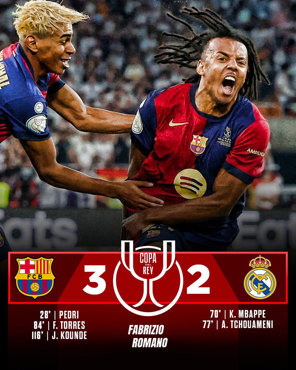 NumanSamra85441's tweet photo. 🚨🏆 Barcelona beat Real Madrid and win the Copa del Rey! 🔵🔴

update news link: https://t.co/JpSPhlUjLf https://t.co/xOq8L14XZT