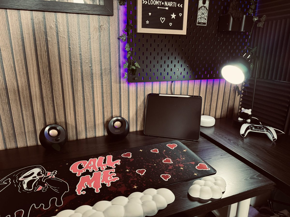 I’m getting back in to pc gaming and will be streaming on a set schedule very soon. Waiting on my pc to be built and shipped to me. Decided to treat myself. But how cute is my set up so far!!