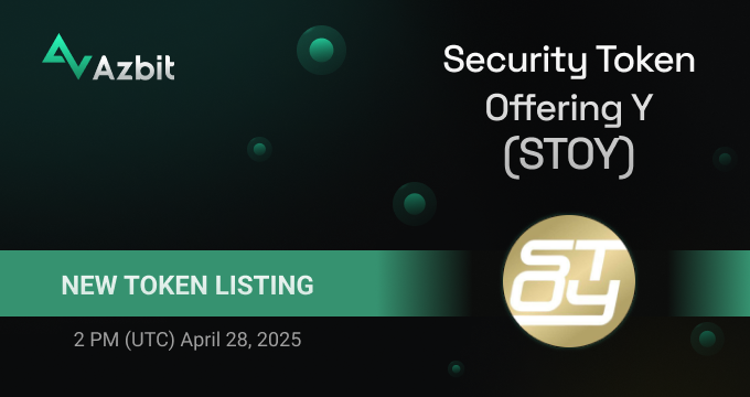 azbit_news's tweet photo. New Listing: Security Token Offering Y (#STOY)
✅Deposits, trading and withdrawals will open at 2 PM (UTC) April 28, 2025.
Trading pair: STOY/USDT.
🚀Congratulations to @stoycorporation and welcome to https://t.co/3Oi5oRAJjB!
#SecurityTokenOfferingY #crowdfunding #investing https://t.co/eYio55gisk