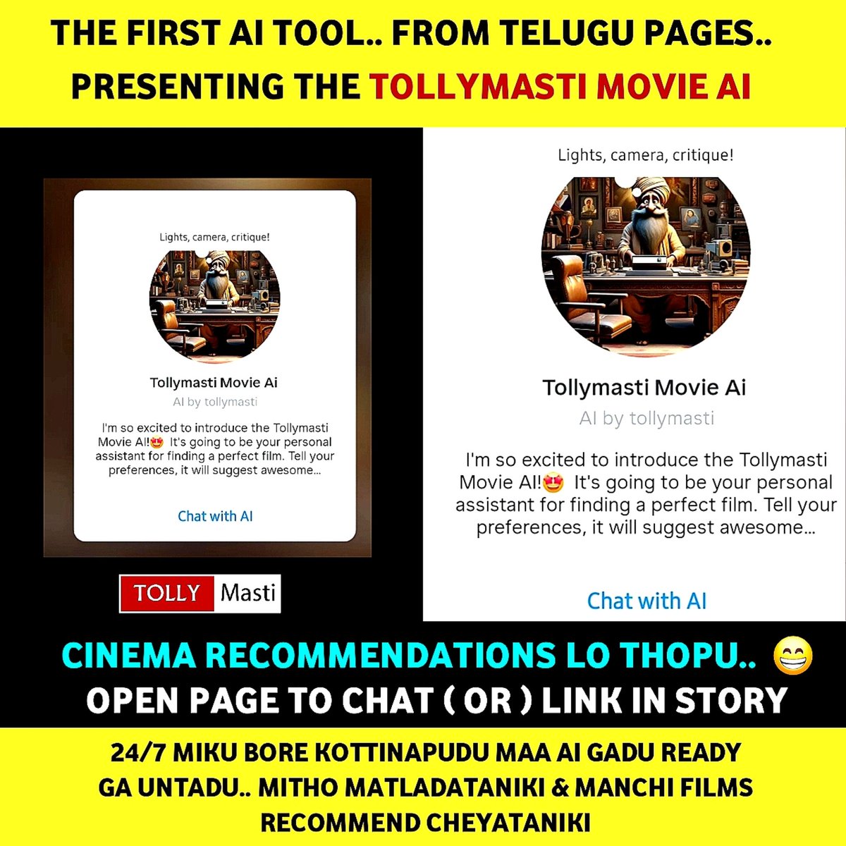 tollymasti's tweet photo. TOLLYMASTI Movie AI on INSTAGRAM 😁🕺🕺🕺 @tollymasti #tollymasti

#MovieAi #Ai https://t.co/adCalUFJE3