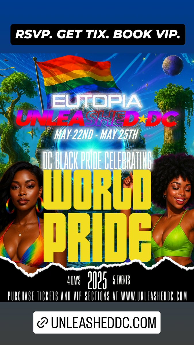 MIM Entertainment (@mimentdc) on Twitter photo Make your plans NOW for DC BLACK PRIDE x WORLD PRIDE 2025!! <a href="/UnleashedDC/">Unleashed DC 2025</a> has a lineup of day night events for an unmatched weekend.
Info/Tix: UnleashedDC.com Make your plans NOW for DC BLACK PRIDE x WORLD PRIDE 2025!! <a href="/UnleashedDC/">Unleashed DC 2025</a> has a lineup of day night events for an unmatched weekend.
Info/Tix: UnleashedDC.com
