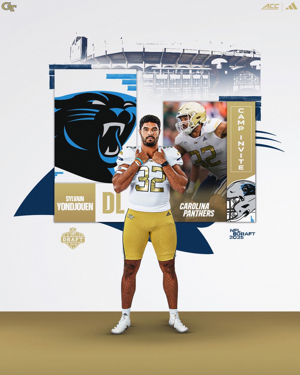 Georgia Tech Football (@georgiatechfb) on Twitter photo Going to Carolina!
<a href="/sylvainHYK/">Sylvain Yondjouen</a> will participate in <a href="/Panthers/">Carolina Panthers</a> rookie camp.
#ProJackets
#StingEm ๐ Going to Carolina!
<a href="/sylvainHYK/">Sylvain Yondjouen</a> will participate in <a href="/Panthers/">Carolina Panthers</a> rookie camp.
#ProJackets
#StingEm ๐