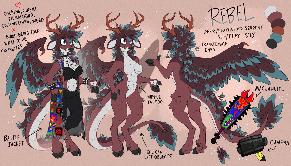 A reference sheet for RobinandRebel! 🦌🪶